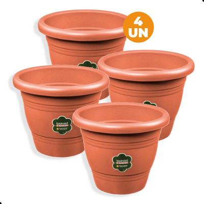 Kit 4 Vasos para Planta Plástico Redondo 13 cm Sanremo