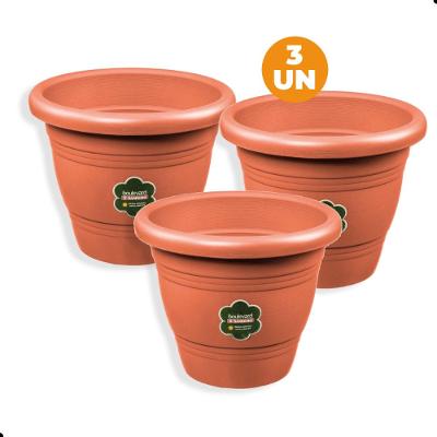 Kit 3 Vasos para Planta Plástico Redondo 13 cm Sanremo