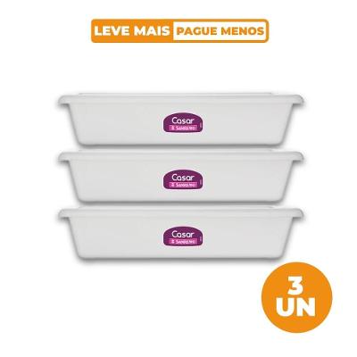Kit 3 Travessas Retangulares Plásticas Branca 3,39L Sanremo