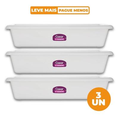 Kit 3 Travessas Retangulares Plásticas Branca 19,83L Sanremo