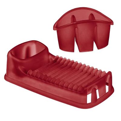 Kit Escorredor de Louça e Talheres Vermelho Casar Sanremo