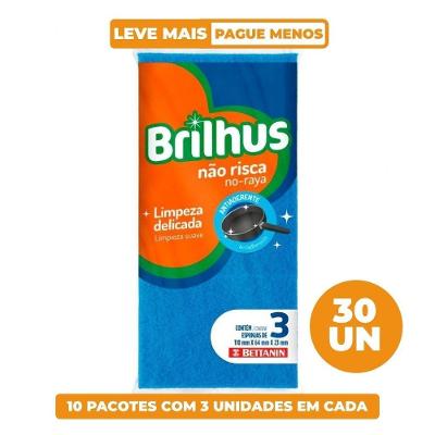 Kit Esponja Multiuso Não Risca Brilhus 30 unidades