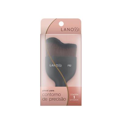Pincel de Maquiagem Compacto para Contorno Facial Rosé Black F12 Lanossi