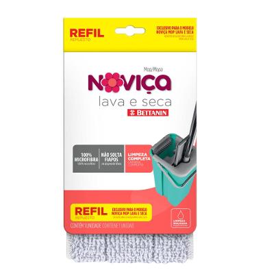 Refil Mop Lava e Seca de Microfibra com Cabo e Balde 7L Noviça Bettanin