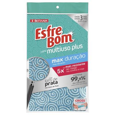 Pano Multiuso Plus Antibacteriano Máxima Duração Almofada Azul EsfreBom Bettanin