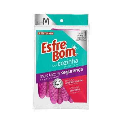 Luva Látex para Cozinha Média Rosa EsfreBom Bettanin