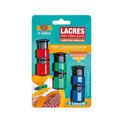 Lacre para Embalagens Plástico Azul/Vermelho/Verde Log Ordene 3 Peças