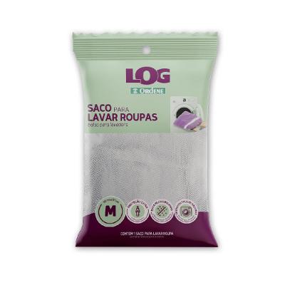 Saco para Lavar Roupa Delicada Médio 40x50cm Branco/Rosa Log Ordene