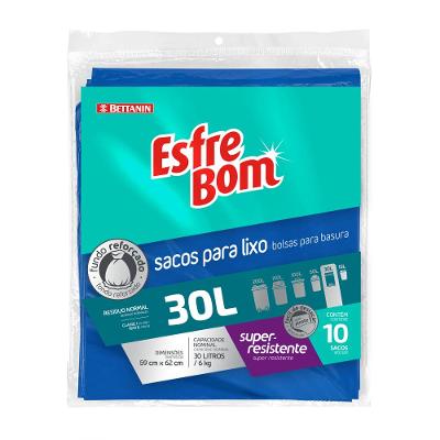 Saco de Lixo Almofada com Fundo Reforçado Azul 30L EsfreBom Bettanin 10 Unidades