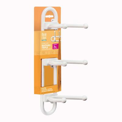 Gancho Plástico Triplo Multiuso para até 3kg Branco My Closet Ordene