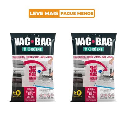 Kit de Saco a Vácuo Organizador 8 Médios 45x65cm Transparente Vac Bag Ordene + 2 Bomba de Ar