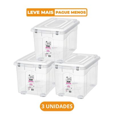 Kit 3 Caixa Organizadora Transparente 56,1L TopStock Sanremo