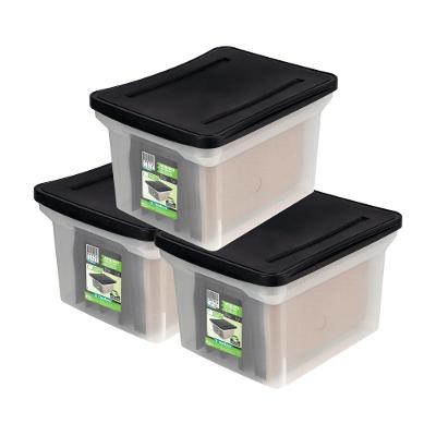 Kit 3 Caixas Organizadoras Arquivo Larga Empilhável Cristal Ordene