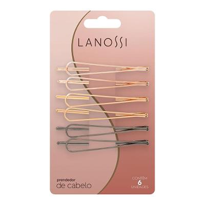 Tic Tac de Cabelo Metal Glam Lanossi 6 Unidades