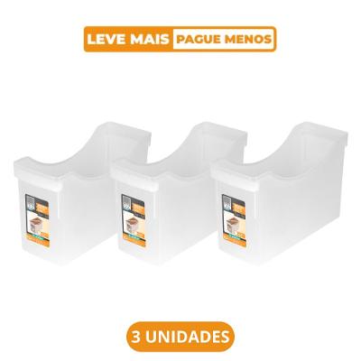 Kit 3 Caixa Organizadora Arquivo Standard Larga sem Tampa Cristal Office Line Ordene