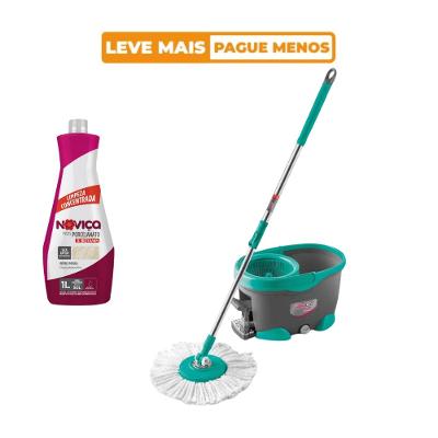 Kit Chão Limpinho - Mop Turbo Noviça com Balde + Limpador Concentrado para Porcelanato Bettanin