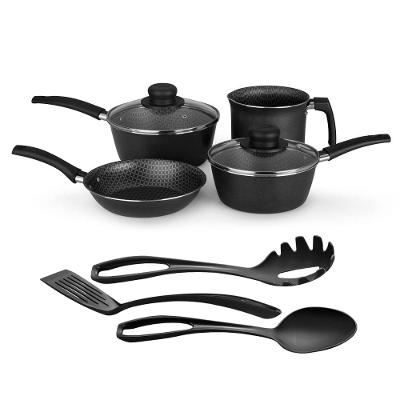 Kit de Panelas Antiaderente em Alumínio Multiflon e Acessórios 7 Peças Preto