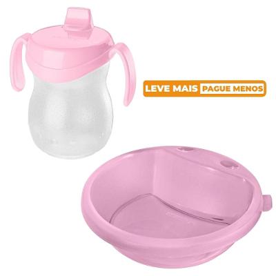 Kit Prato 450ml e Copo Infantil 310ml Rosa Baby Sanremo