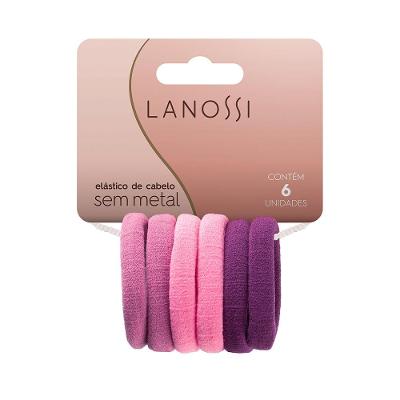 Elástico de Cabelo sem Metal Violet Lanossi 6 Unidades