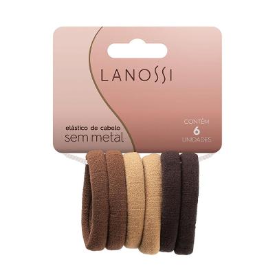 Elástico de Cabelo sem Metal Cappuccino Lanossi 6 Unidades