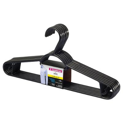 Cabide Plástico Adulto Pendura Mais Preto 40cm Easy Sanremo Leve 6 Pague 5