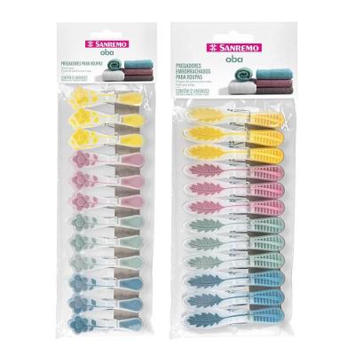 Kit Prendedores de Roupa Plástico Folhas e Flores Sanremo 24 Unidades