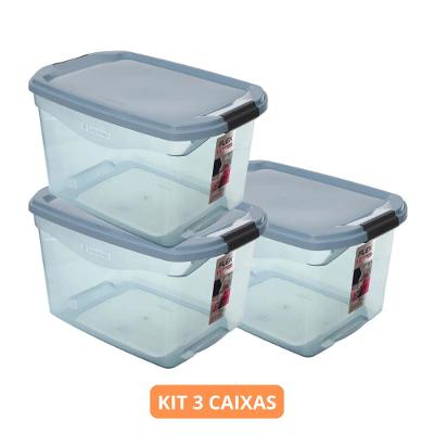 Kit 3 Caixas Organizadoras Azul 29L Sanremo