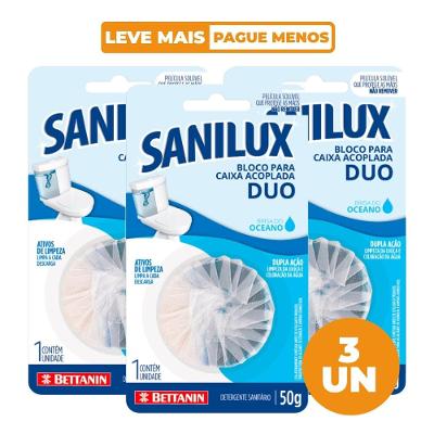 Kit Bloco para Caixa Acoplada Duo Brisa do Oceano 3 unidades Sanilux