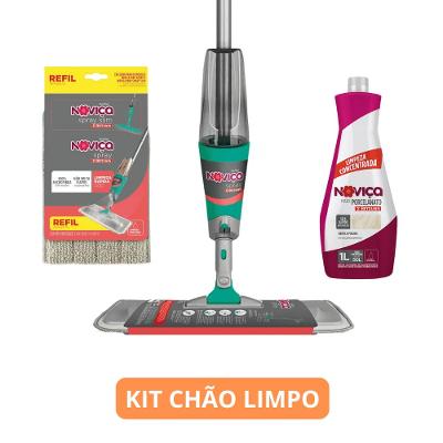 Kit Mop Spray + Refil + Limpador para Pisos Porcelanato Concentrado Noviça Bettanin