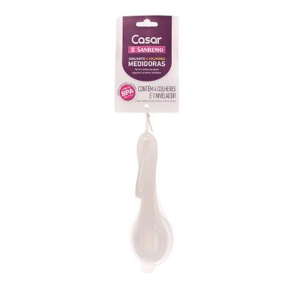 Kit 4 Colheres Medidoras Plásticas Transparente com Nivelador Casar Sanremo