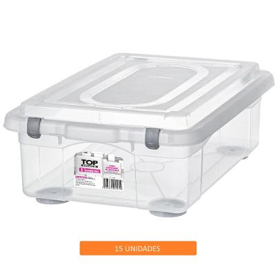 Kit Caixa Organizadora Transparente 28,2L 15 unidades Top Stock Sanremo