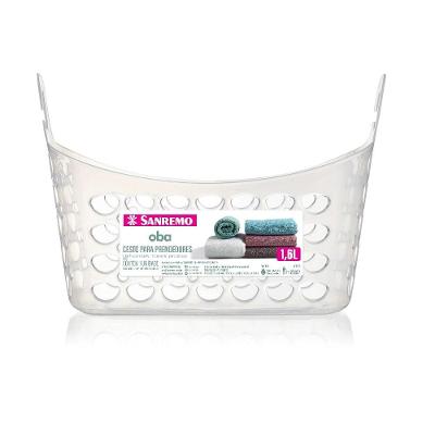 Cesto para Prendedor de Roupa Plástico Transparente 1,6L Oba Sanremo