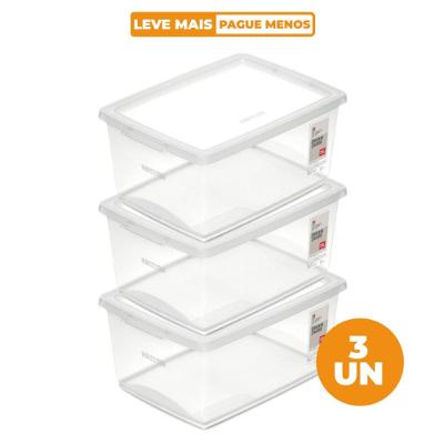 Kit Caixa Organizadora Plástica Cristal 7,5L Ordene 3 un