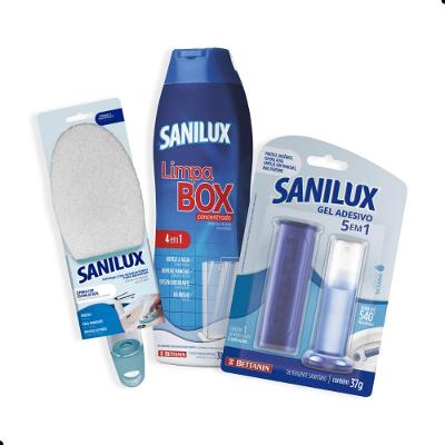 Kit Limpeza Banheiro Sanilux Limpa Box + Gel Adesivo + Esponja