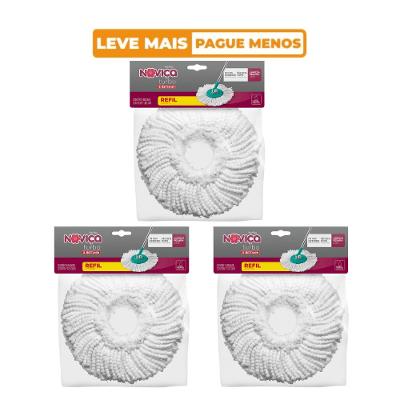 Kit 3 Refil Mop Turbo de Microfibra Noviça Bettanin