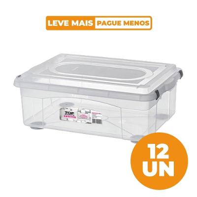Kit Caixa Organizadora Transparente 42L 12 un Top Stock Sanremo