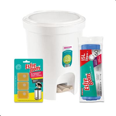Kit Lixeira 13L + Saco para Lixo 15L + Bloqueador de Odores