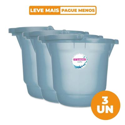 Kit 3 Baldes Plásticos Azul com Alça 12L Hydrus Sanremo