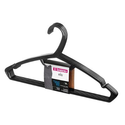Cabide Plástico Adulto Compacto Preto 38cm Easy Sanremo 5 Unidades
