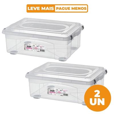 Kit Caixa Organizadora Transparente 42L 2 unidades Top Stock Sanremo