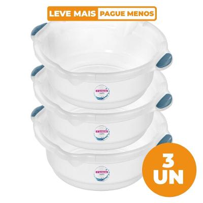 Kit 3 Bacias Plásticas Transparentes 8,6L Hydrus Sanremo