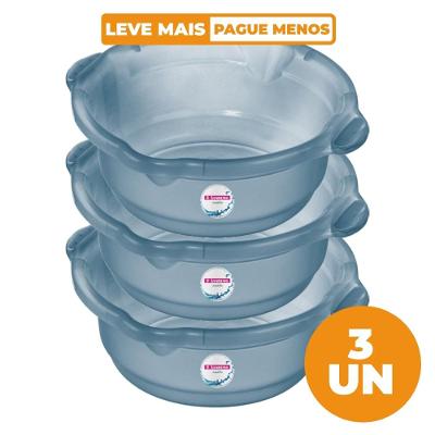 Kit 3 Bacias Plásticas Azul 8,6L Hydrus Sanremo