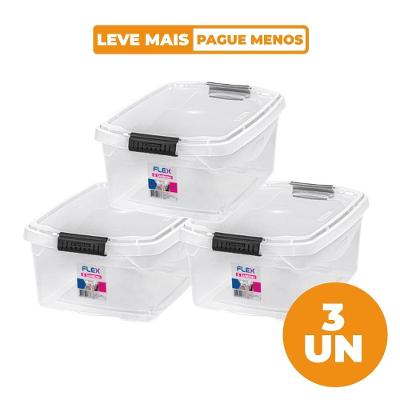 Kit Caixa Organizadora Transparente 6L Flex 3 Peças Sanremo