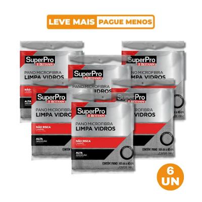 Kit 6 Pano Microfibra Limpa Vidro SuperPro Bettanin