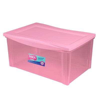 Caixa Organizadora Plástica Alta Rosa 65L Radical Color Ordene