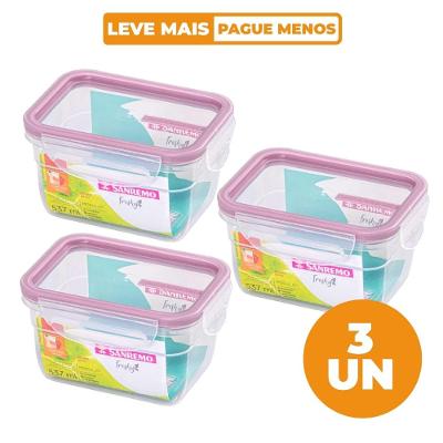Kit 3 Potes Plásticos com Travas Herméticos Açaí 537ml Freshy Sanremo
