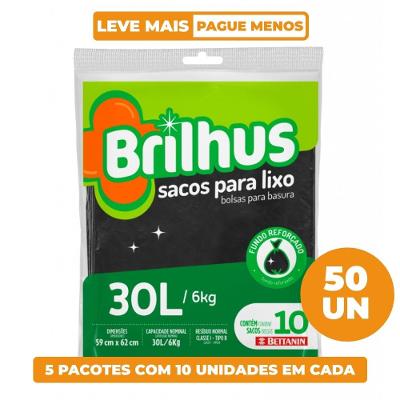 Kit Saco de Lixo 30L Brilhus Bettanin 50 Unidades