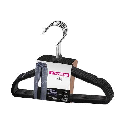 Cabide Aveludado Plástico Infantil Preto 28cm Easy Sanremo 5 Unidades