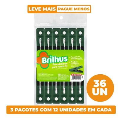Kit Prendedor de Roupa Fit Ecológico Brilhus 36 Unidades
