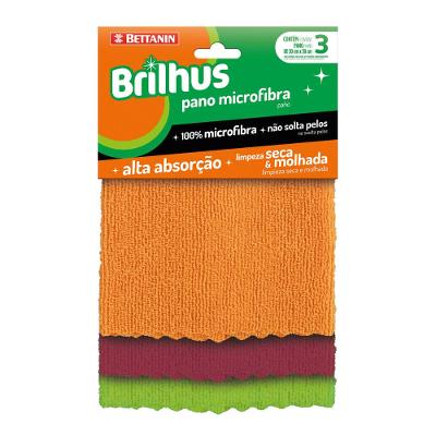 Kit Pano Multiuso 100% Microfibra com 3 Brilhus  Bettanin